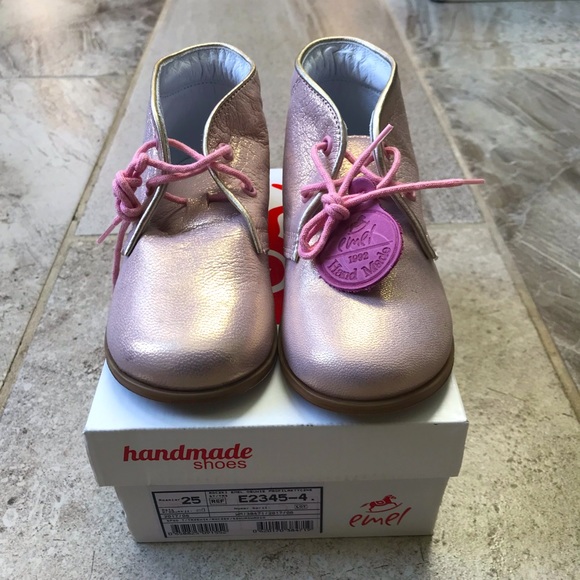 NWT Emel, metallic pink European toddler boots. Size 25 EU/ 8 US. - Picture 2 of 7